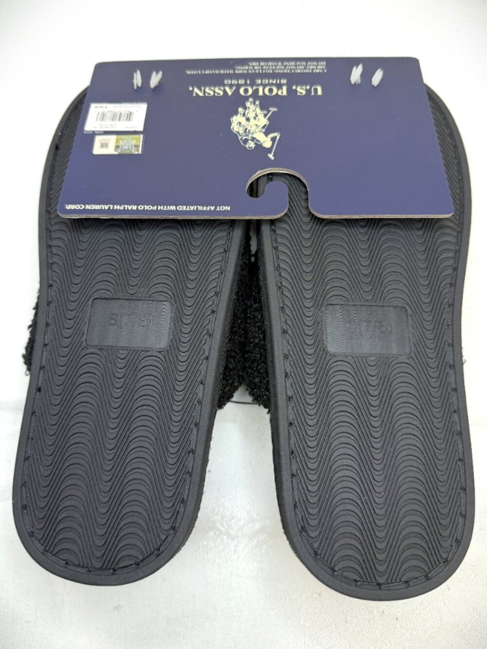 US Polo Assn Black Faux Fur Slippers Men's Medium (7/8) New - Picture 4 of 5